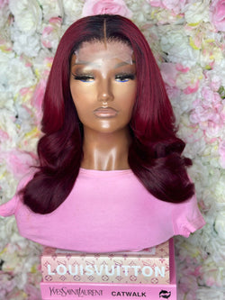 Dark Red wig 5x5 closure 16 inch