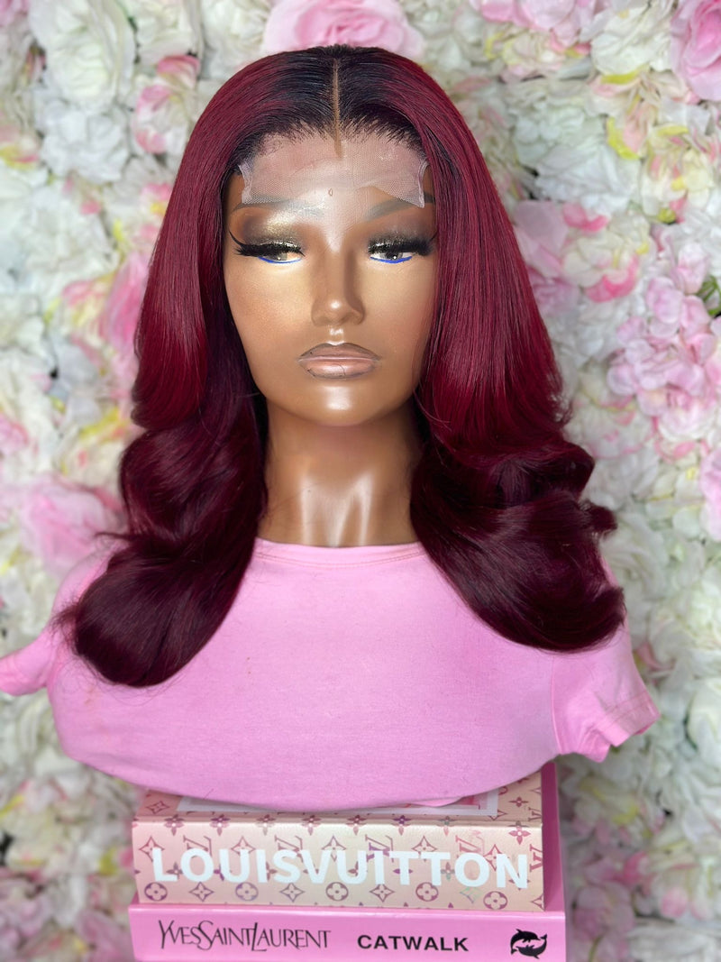 Dark Red wig 5x5 closure 16 inch